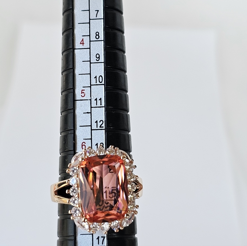 Charles Winston Padparadscha Sapphire  Ring 18k Rose Gold Vermeil Size 7 New - Picture 7 of 10